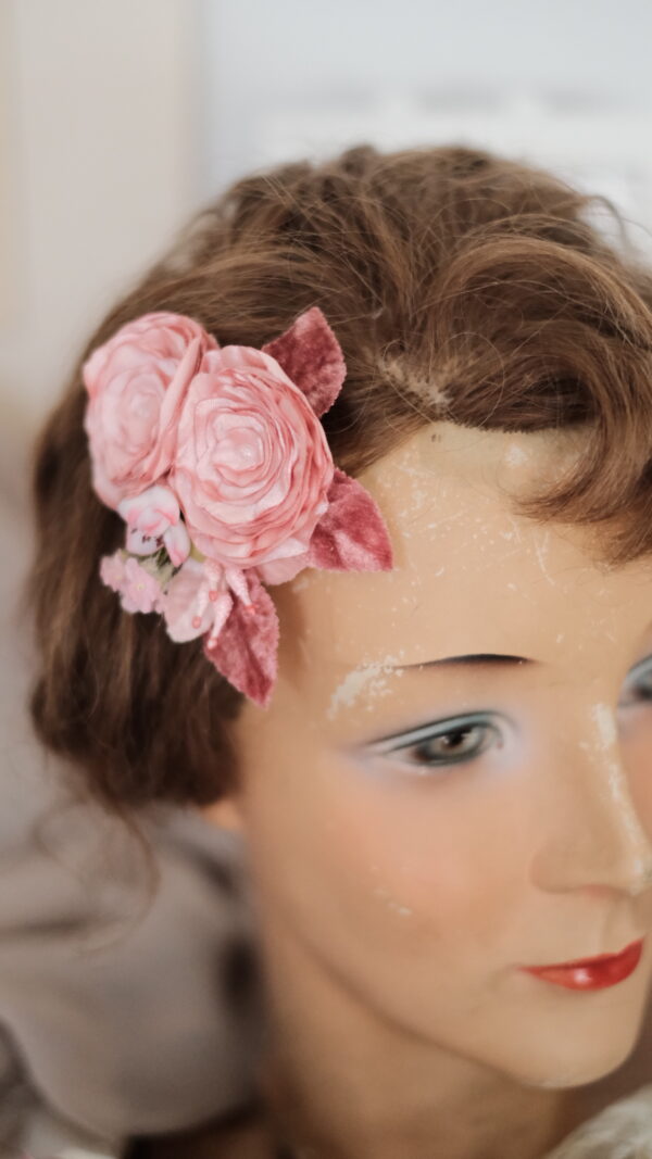 Vintage Haarblumen Spange Rosa